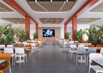 廣東學校大食堂設計案例效果圖